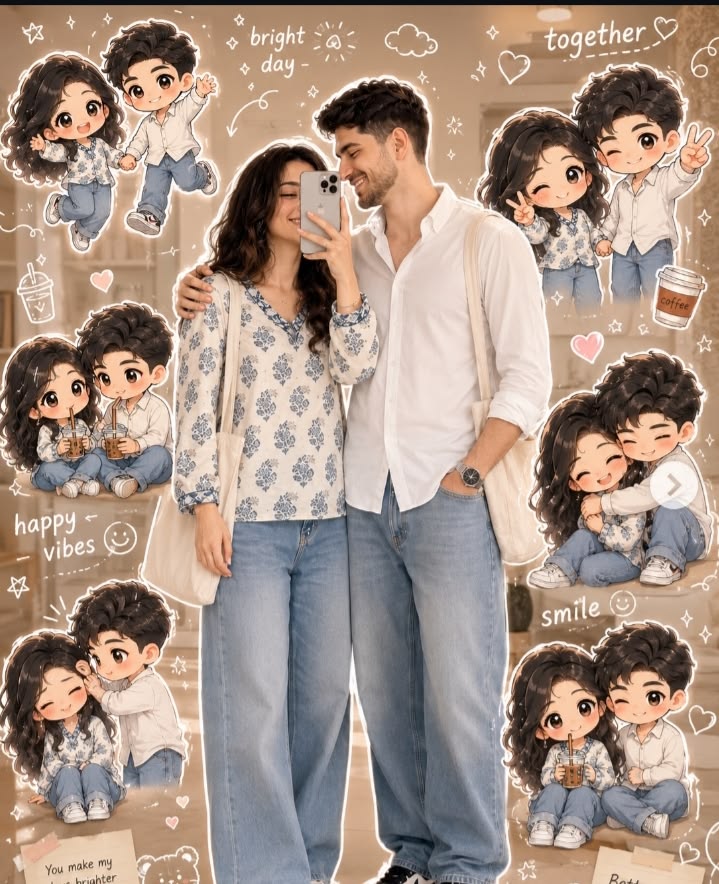 Chibi Couple Selfie Stickers
