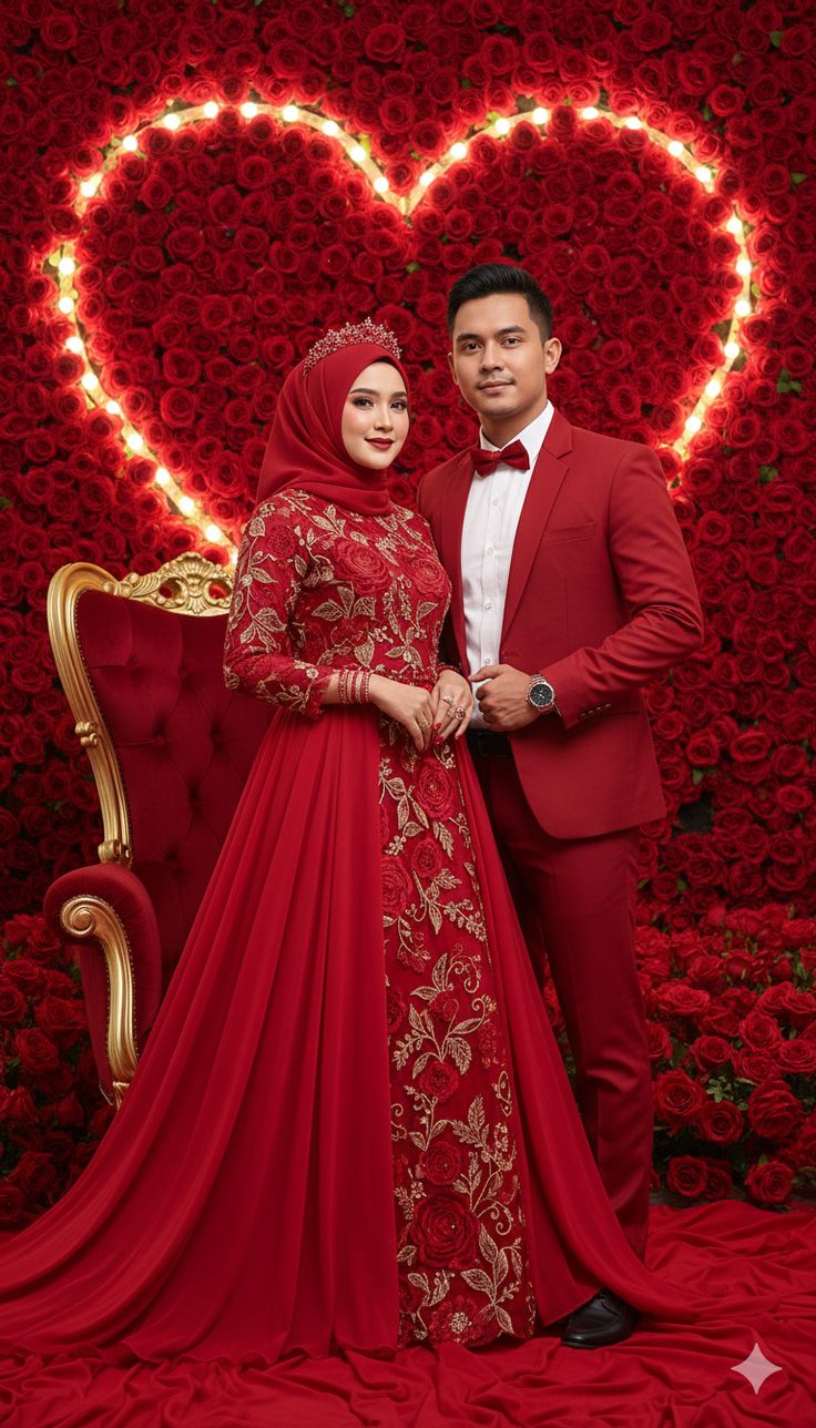 Red Rose Heart Backdrop